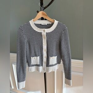 Striped Black and White Cardigan Sweater